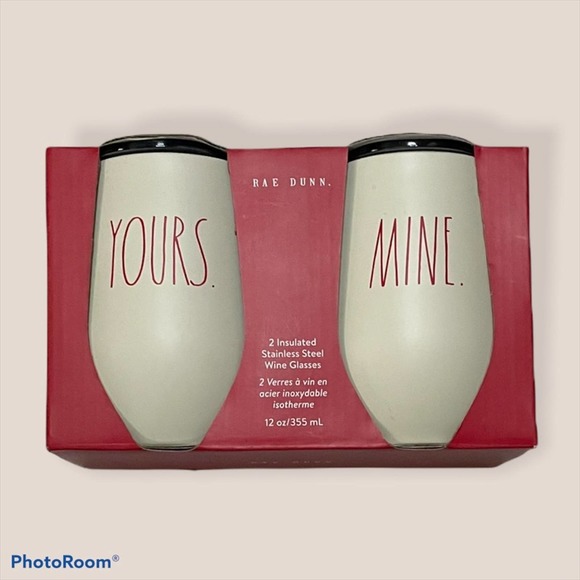 Rae Dunn Other - Rae Dunn Stainless Steel Mine & Yours White & Red Couples Wine/Beer Tumbler Set